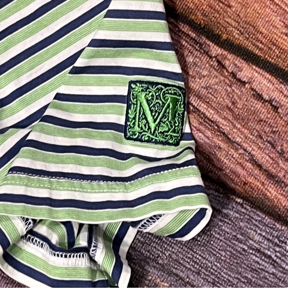 Peter Miller Polo Golf Golfer Green Striped Tennis Preppy Shirt - Picture 4 of 5